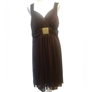 VTG Y2K 90s BabyDoll Chiffon Midi Dress Sz 12 Brown Fairy Grunge Whimsigoth Sexy